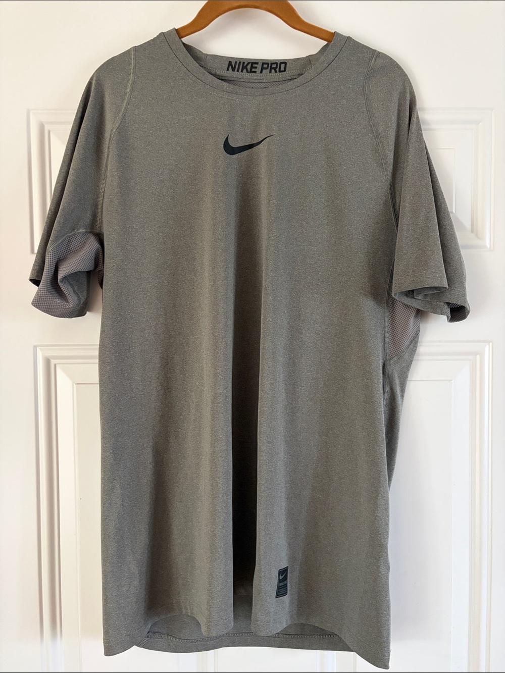 Nike Pro Men’s Short Sleeve Dri-FIT Tee - Gray with Black Swoosh